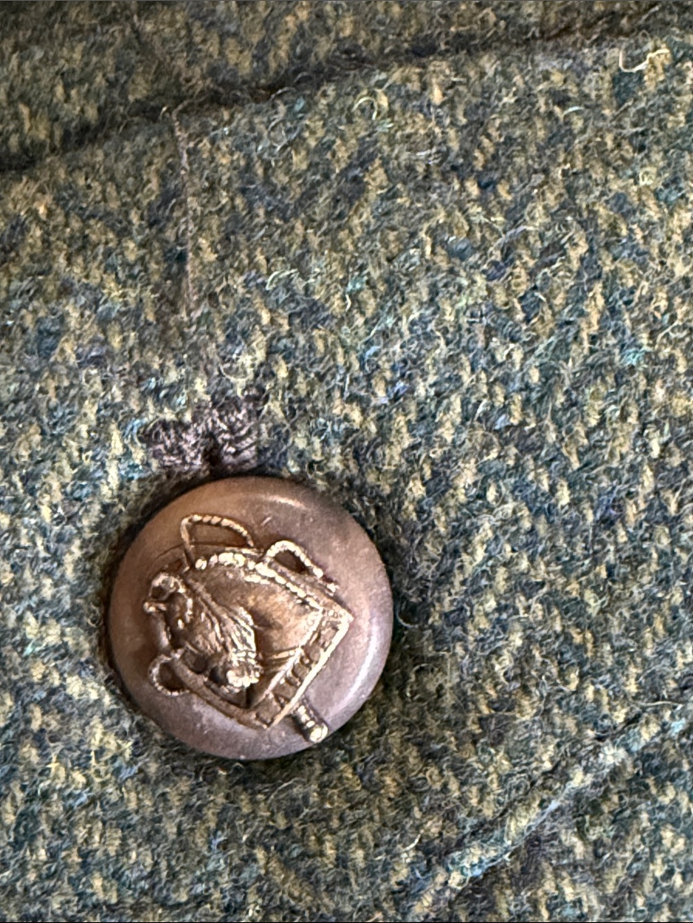 Vintage Ralph Lauren Equestrian Green Herringbone Tweed Single-breasted Blazer - Picture 5 of 6
